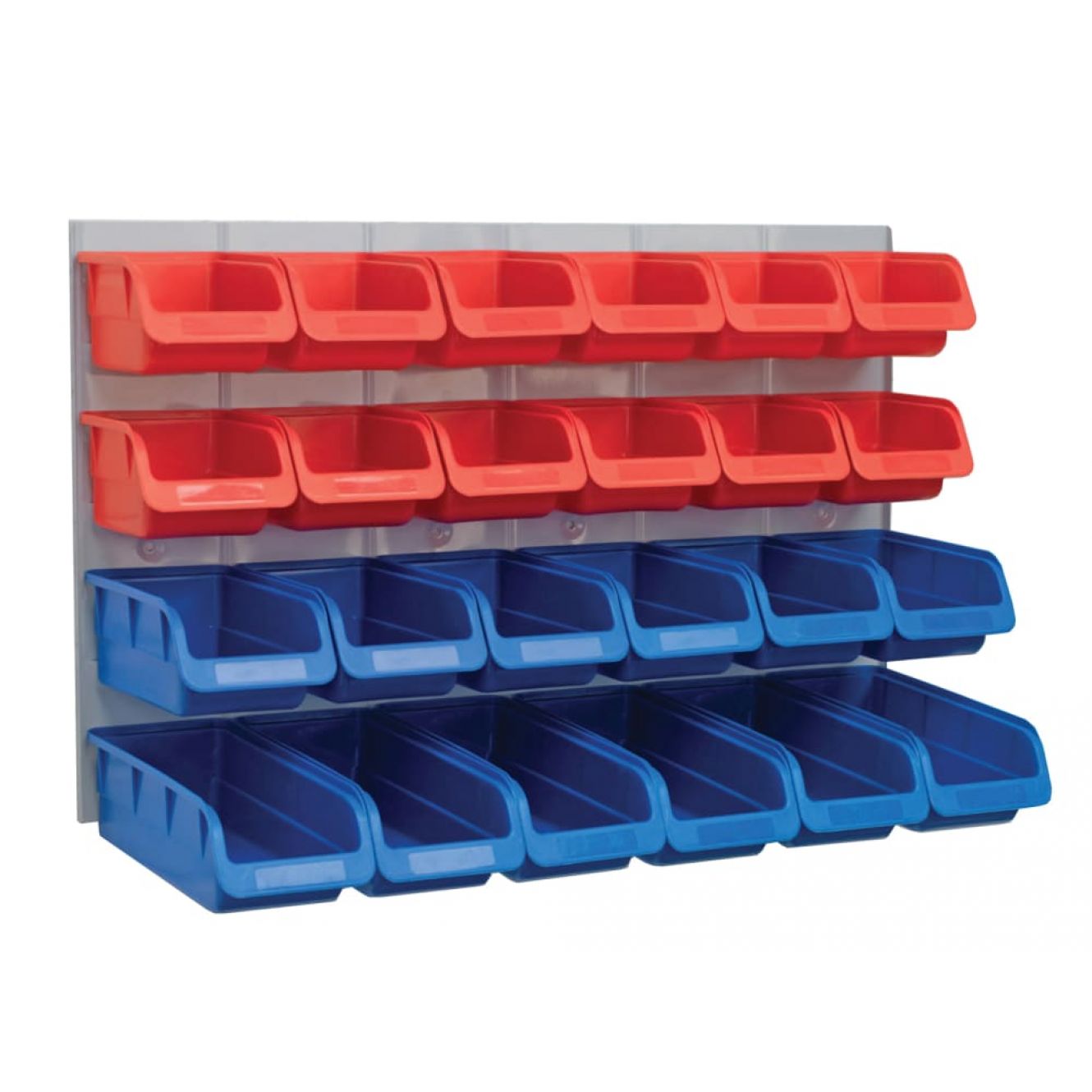 24 Plastic Storage Bins with Metal Wall Panel FAIPAN24