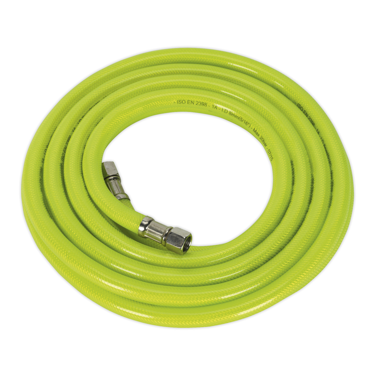 Air Hose High-Visibility 5m x Ø8mm with 1/4"BSP Unions AHFC5