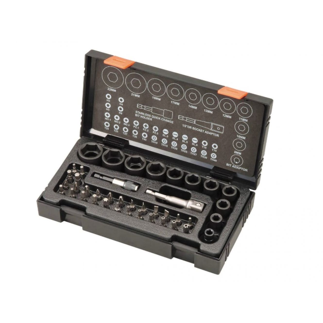 Metric 1/2in Drive Impact Socket & Bit Set, 41 Piece HIK752500