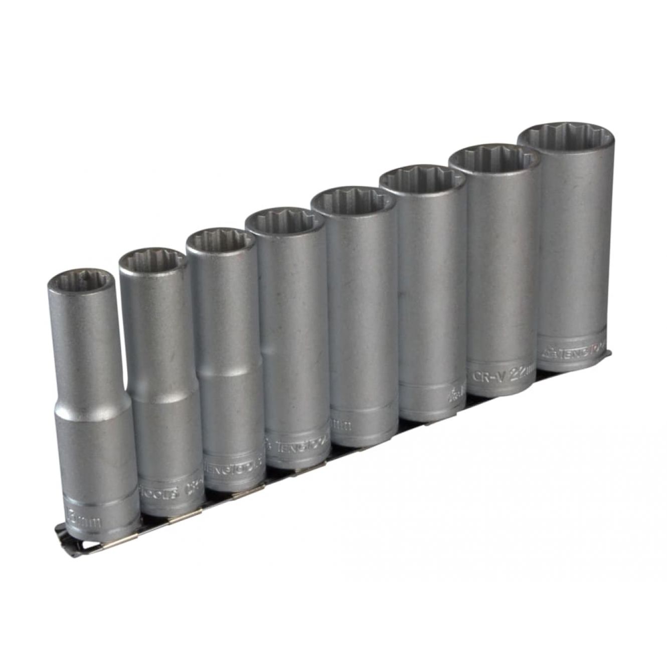 M1207 Socket Clip Rail Set of 8 Metric 1/2in Drive TENM1207