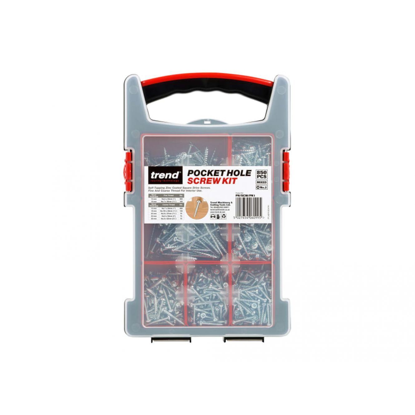 Pocket Hole Screw Selection, 850 Piece TREPHSCWPK1