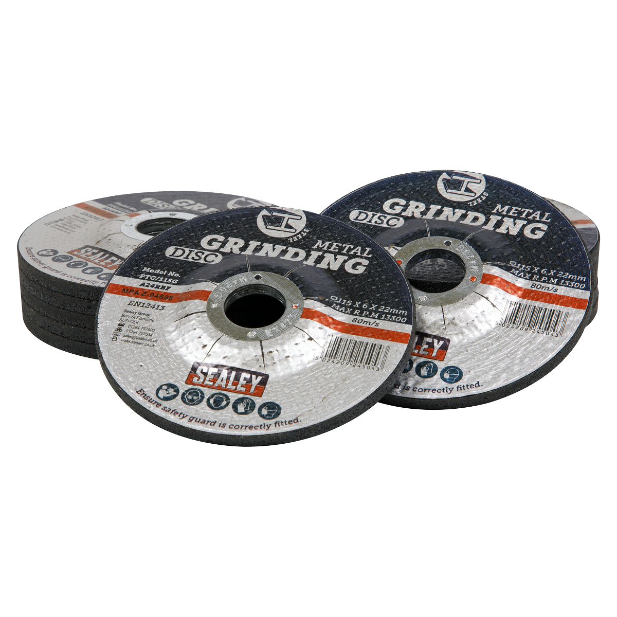Grinding Disc Ø115 x 6mm Ø22mm Bore - Pack of 12 PTC115G12