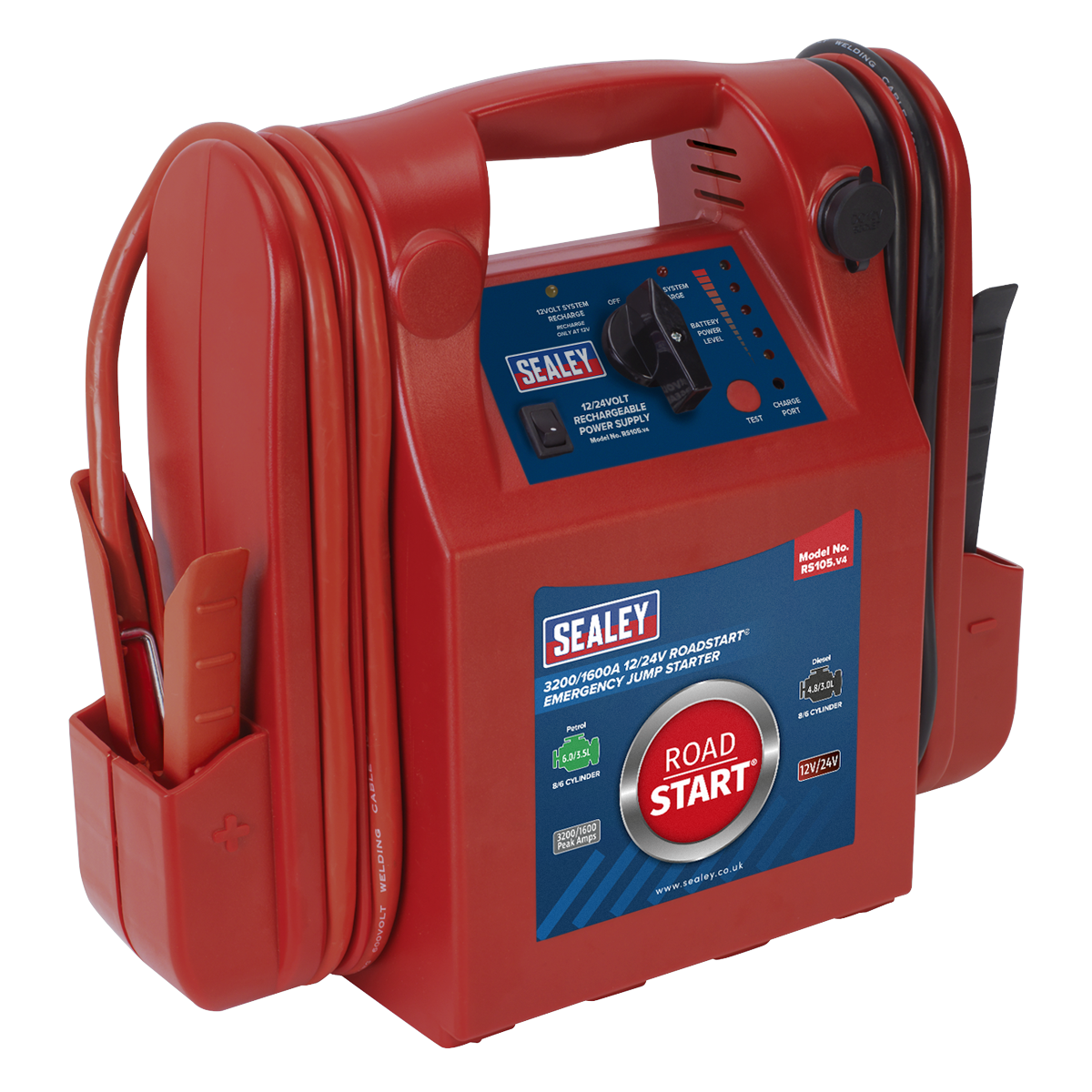 RoadStart® Emergency Jump Starter 12/24V 3200/1600 Peak Amps RS105
