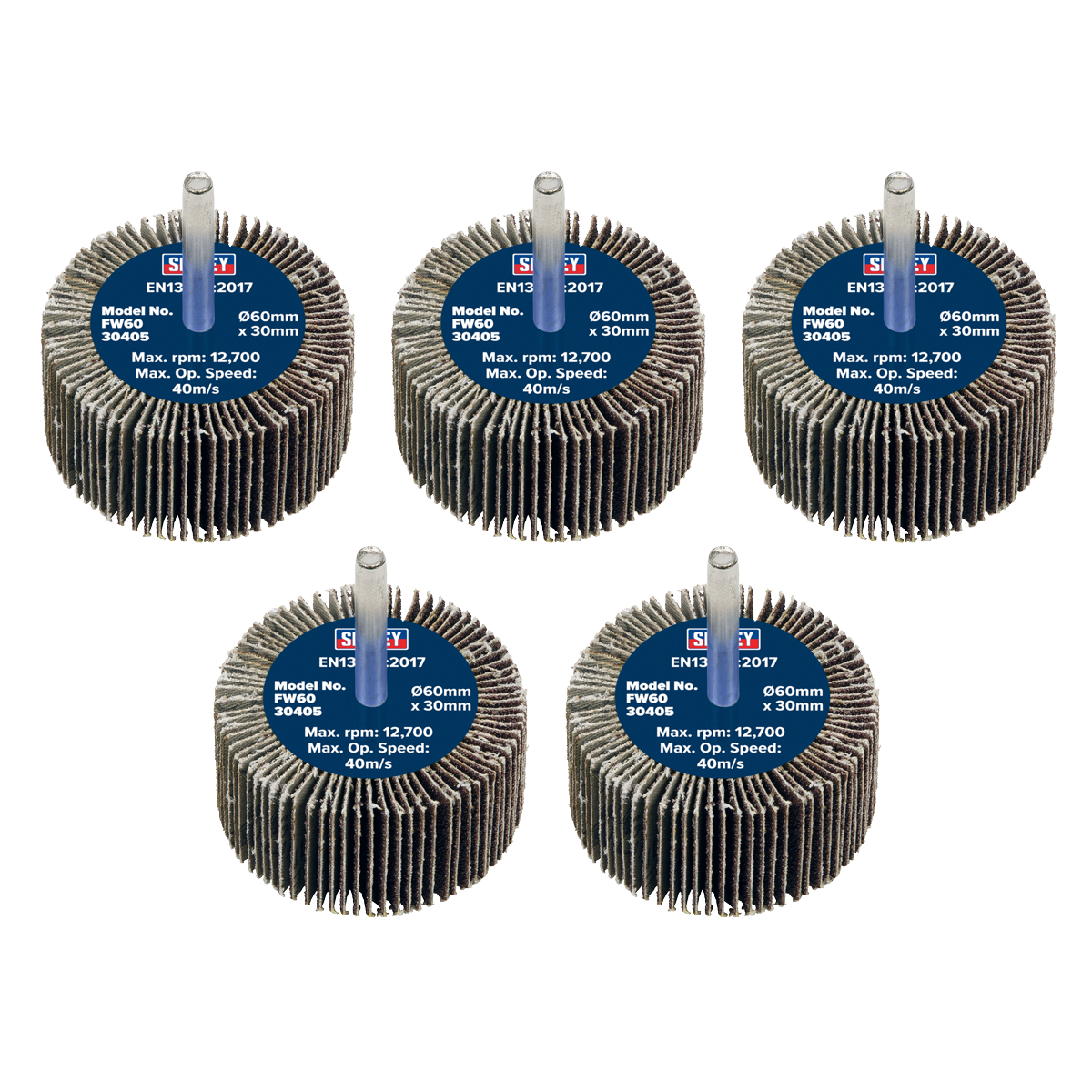 Flap Wheel Ø60 x 30mm 40Grit 6mm Shaft - Pack of 5 FW6030405