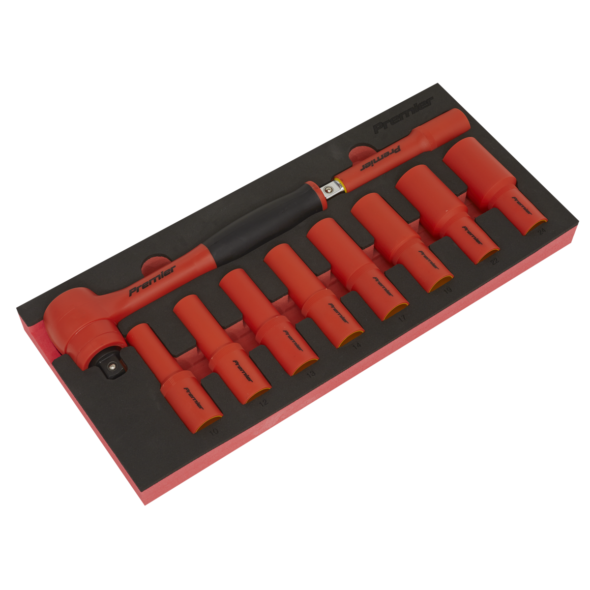 Insulated Socket Set with Tool Tray 10pc 1/2"Sq Drive - VDE Approved TBTE11