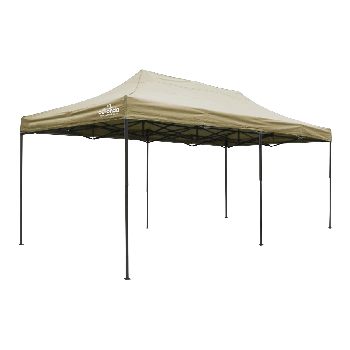 Dellonda Premium 3x6m Pop-Up Gazebo, Heavy Duty, PVC Coated, Water Resistant Fabric Supplied with Carry Bag, Rope, Stakes & Weight Bags - Beige Canopy DG138
