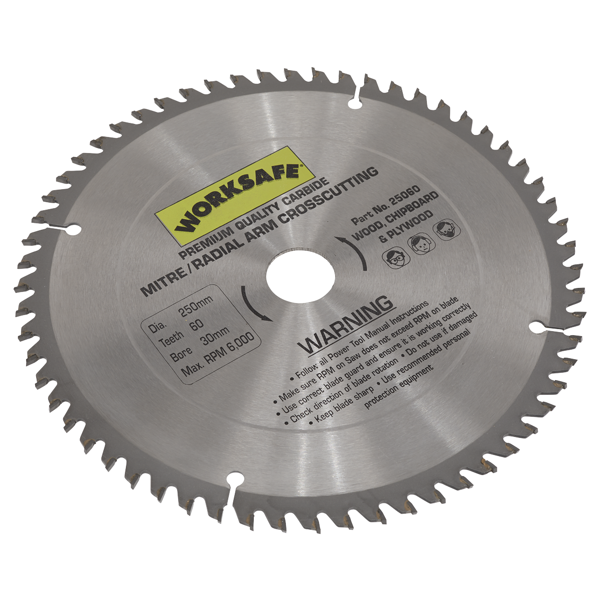 TCT Saw Blade Ø250 x 30mm - 60tpu 25060