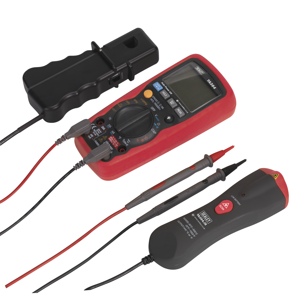 Digital Automotive Analyser 15-Function with Inductive Coupler/Infrared Temperature Probe TA304