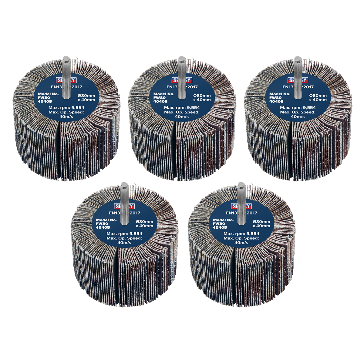 Abrasive Flap Wheel Ø80 x 40mm 40Grit Ø6mm Shaft - Pack of 5 FW8040405
