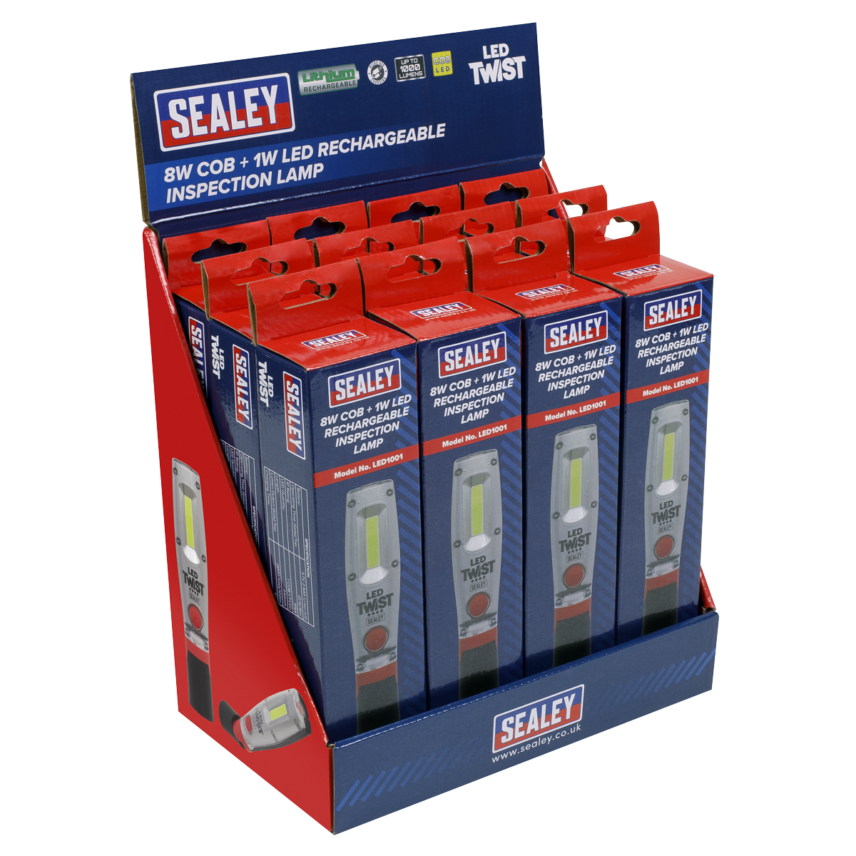 Rechargeable Inspection Light 8W LED - Display Box of 12 LED1001DB