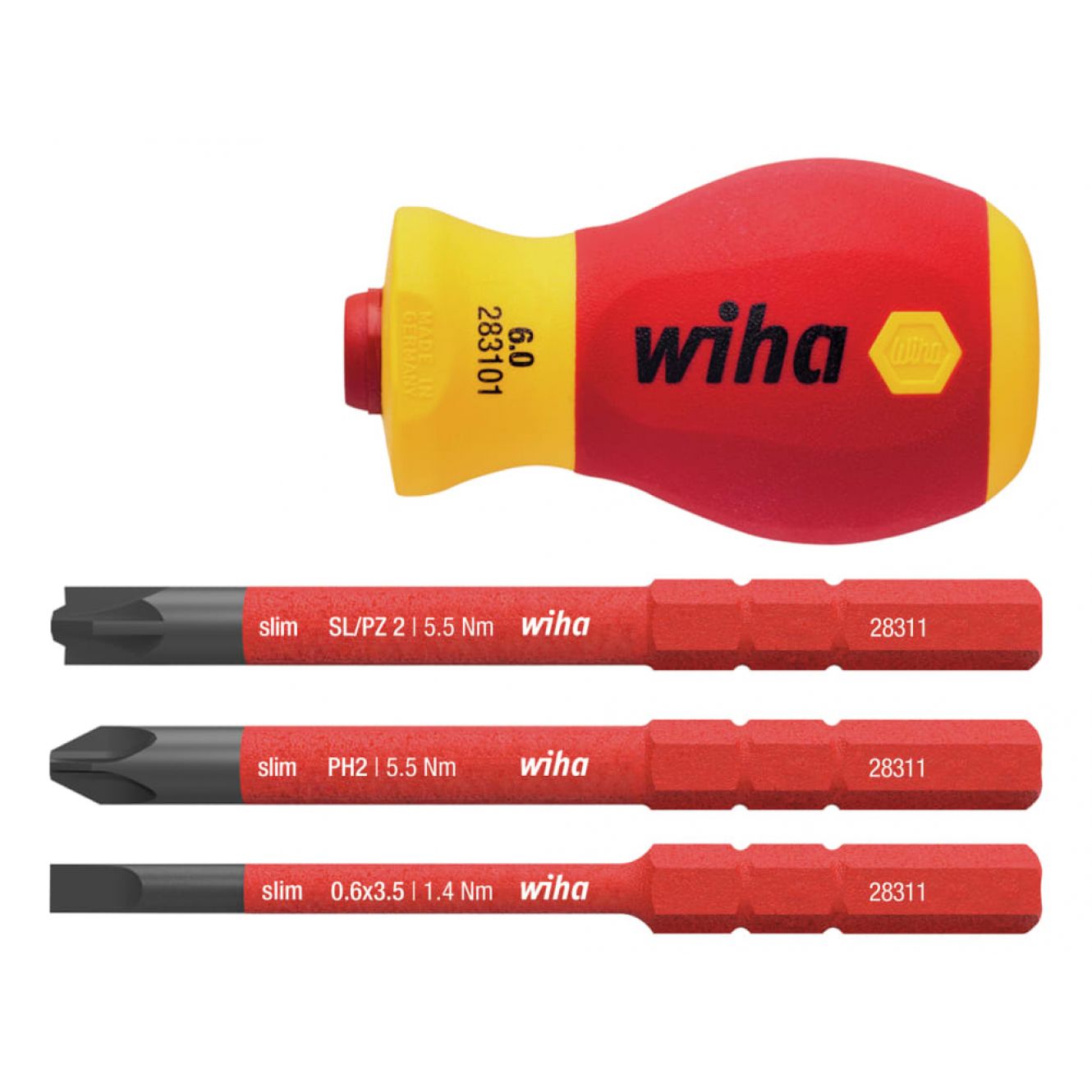 SoftFinish® electric slimVario Stubby Screwdriver Set, 4 Piece WHA41230