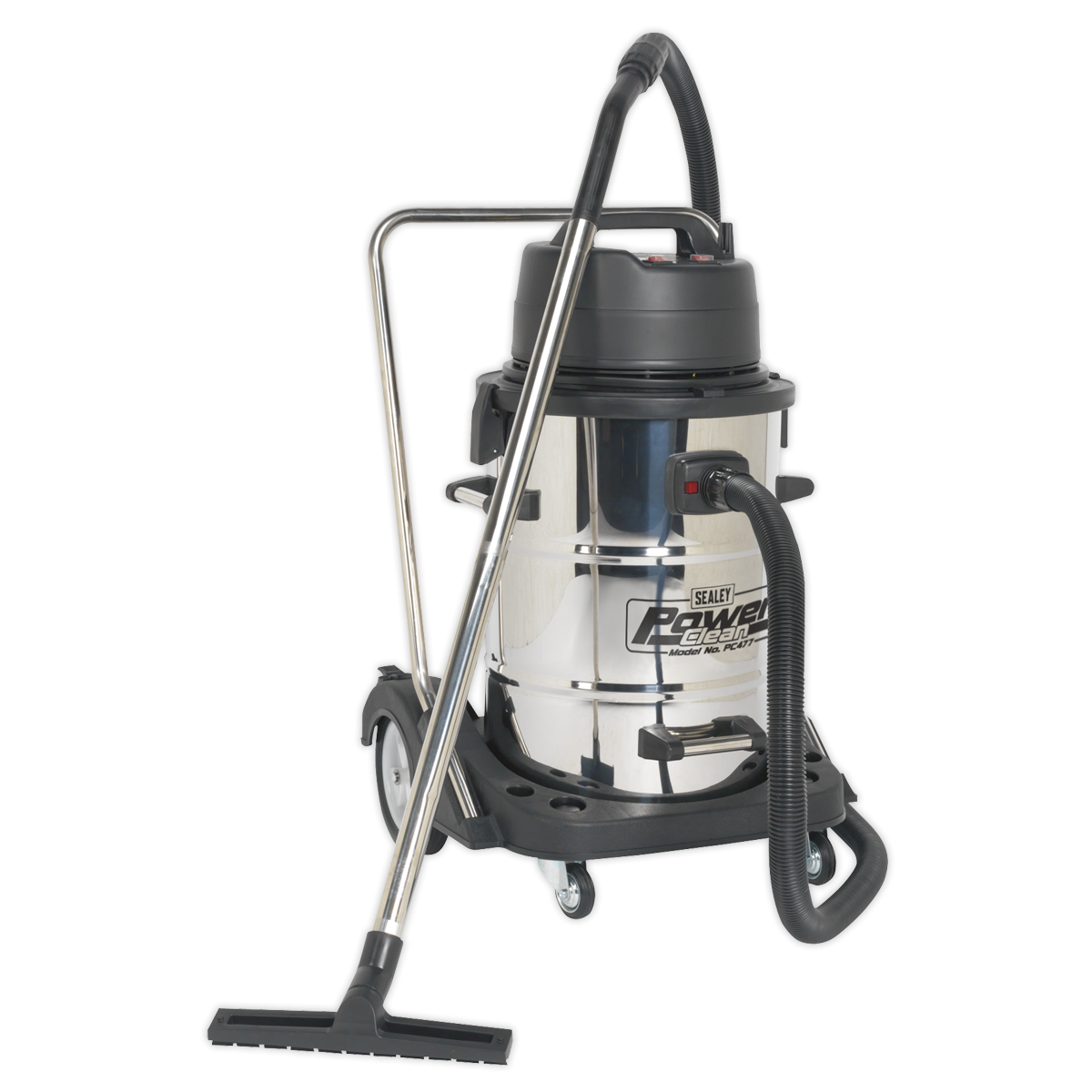 Vacuum Cleaner Industrial Wet & Dry 77L Stainless Steel Drum with Swivel Emptying 2400W PC477
