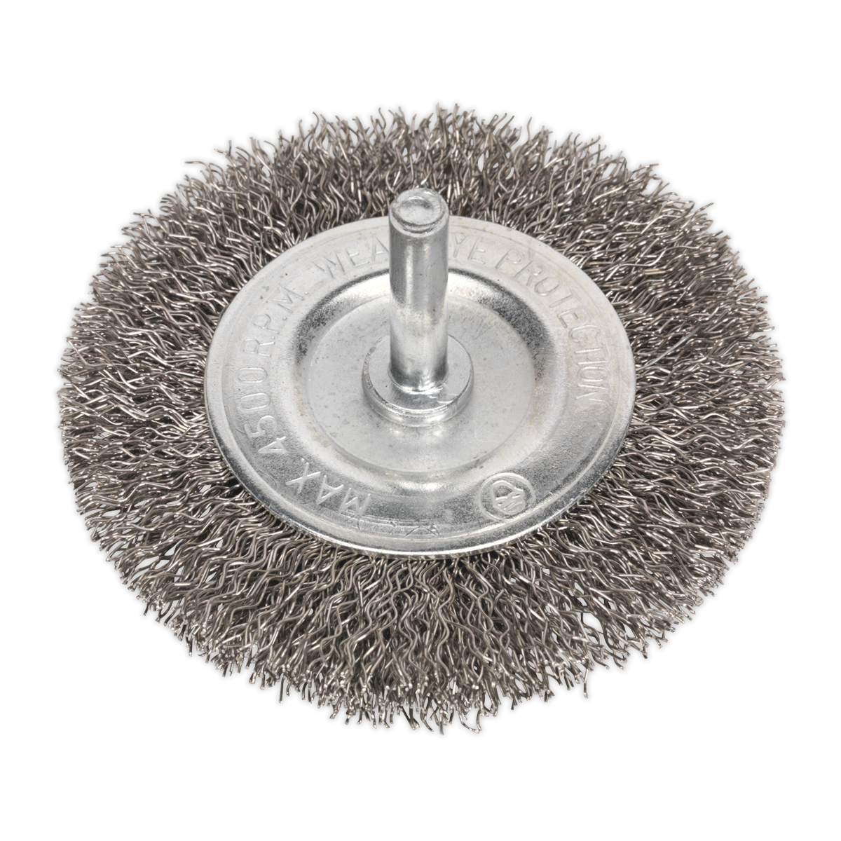 Flat Wire Brush Stainless Steel 75mm with 6mm Shaft SFBS75