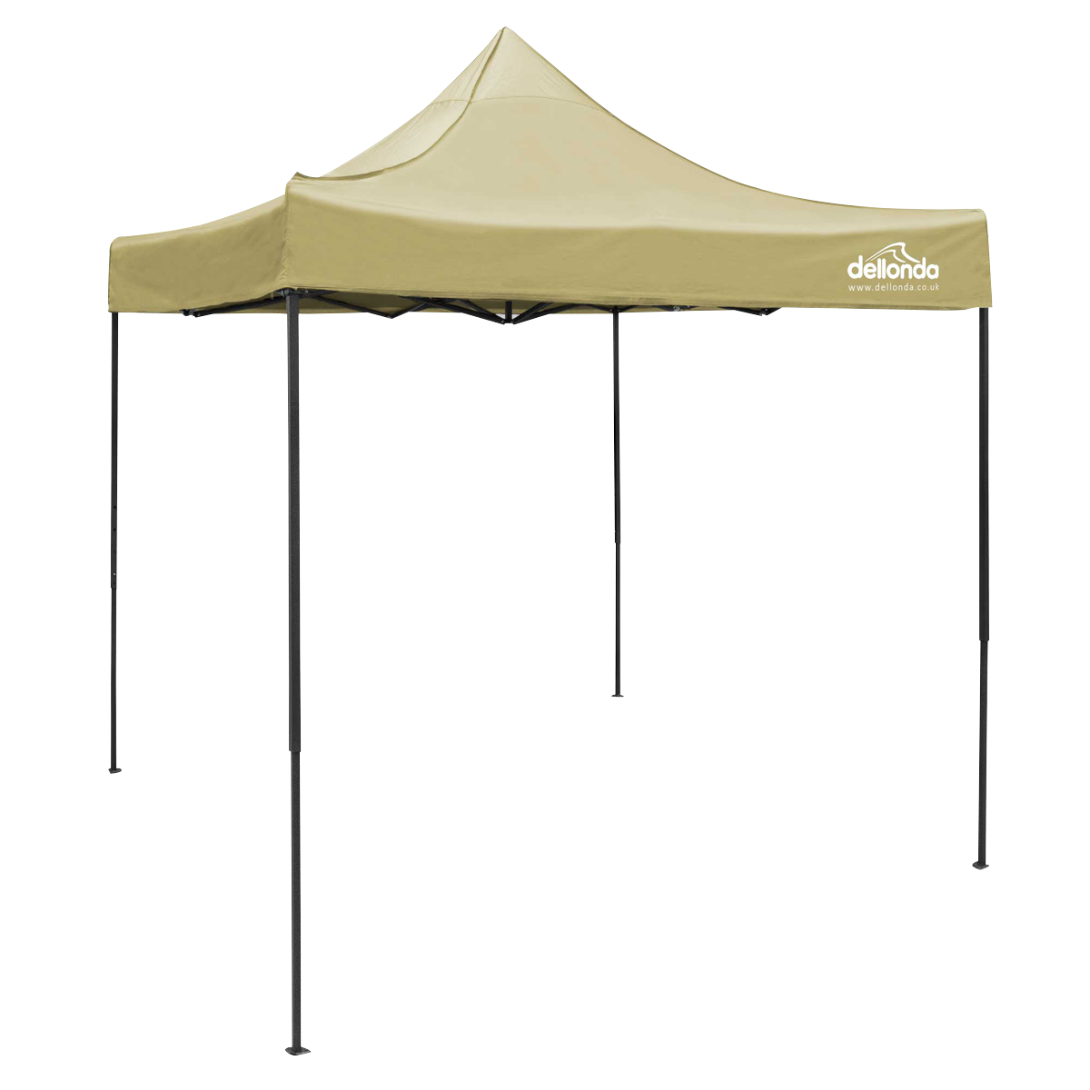 Dellonda Premium 2x2m Pop-Up Gazebo, Heavy Duty, PVC Coated, Water Resistant Fabric, Supplied with Carry Bag, Rope, Stakes & Weight Bags - Beige Canopy DG126
