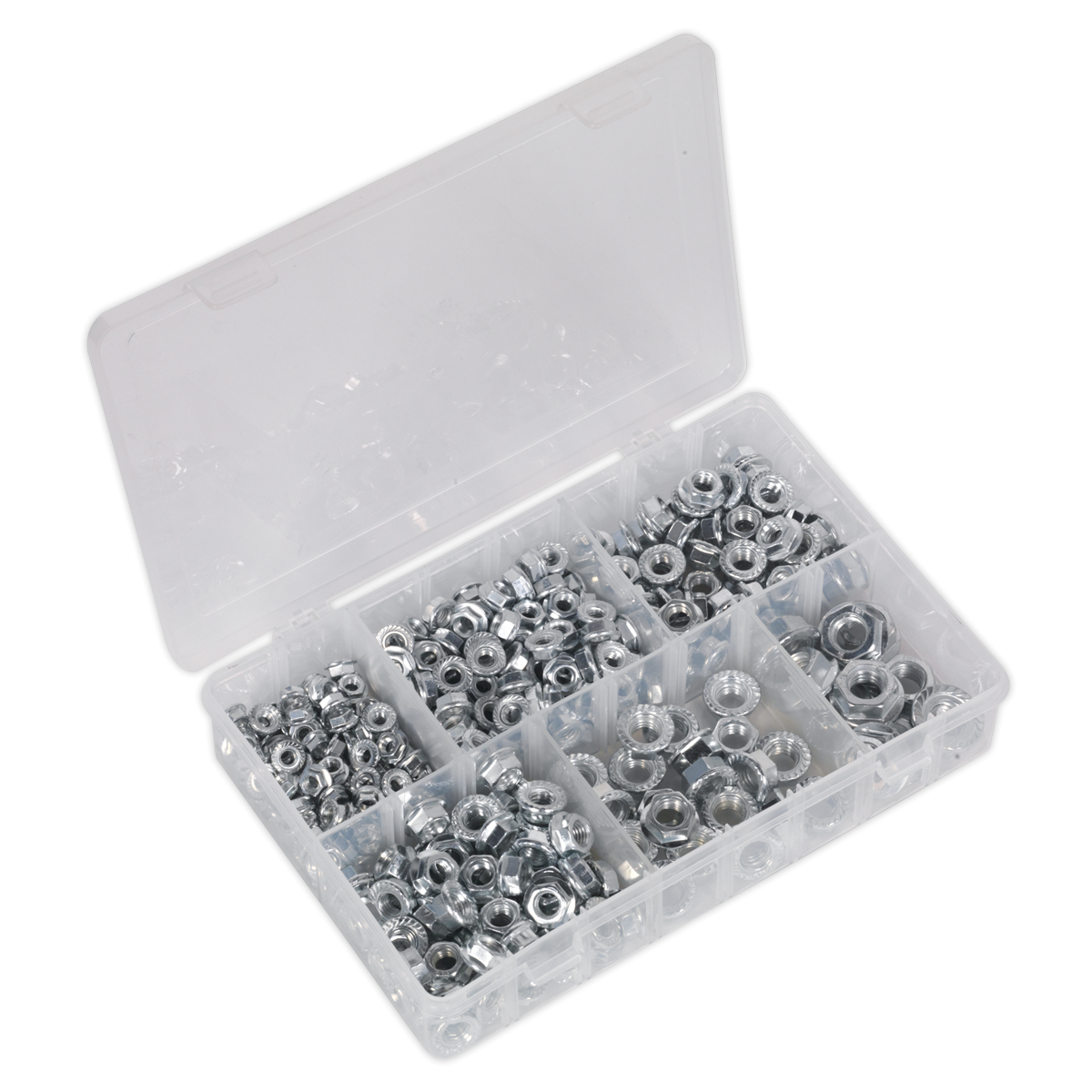 Flange Nut Assortment 390pc M5-M12 Serrated Metric AB031FN