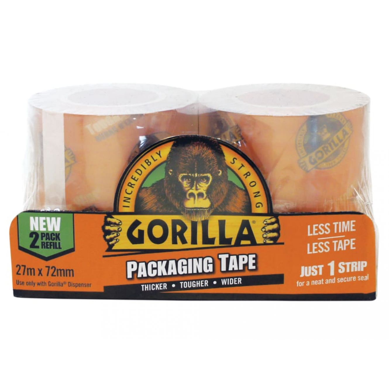 Gorilla Packaging Tape Refill 72mm x 27m (Pack 2) GRGPKTAPE27