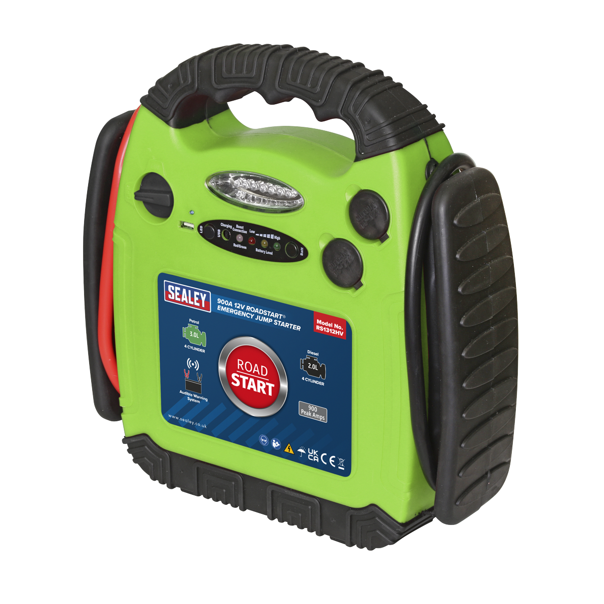RoadStart® Emergency Jump Starter 12V 900 Peak Amps Hi-Vis Green RS1312HV