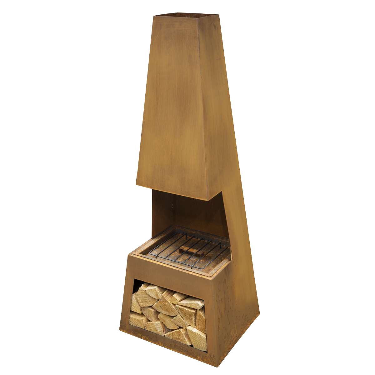 Dellonda Outdoor Chiminea Fireplace Heater Firewood Storage - Corten Steel DG108