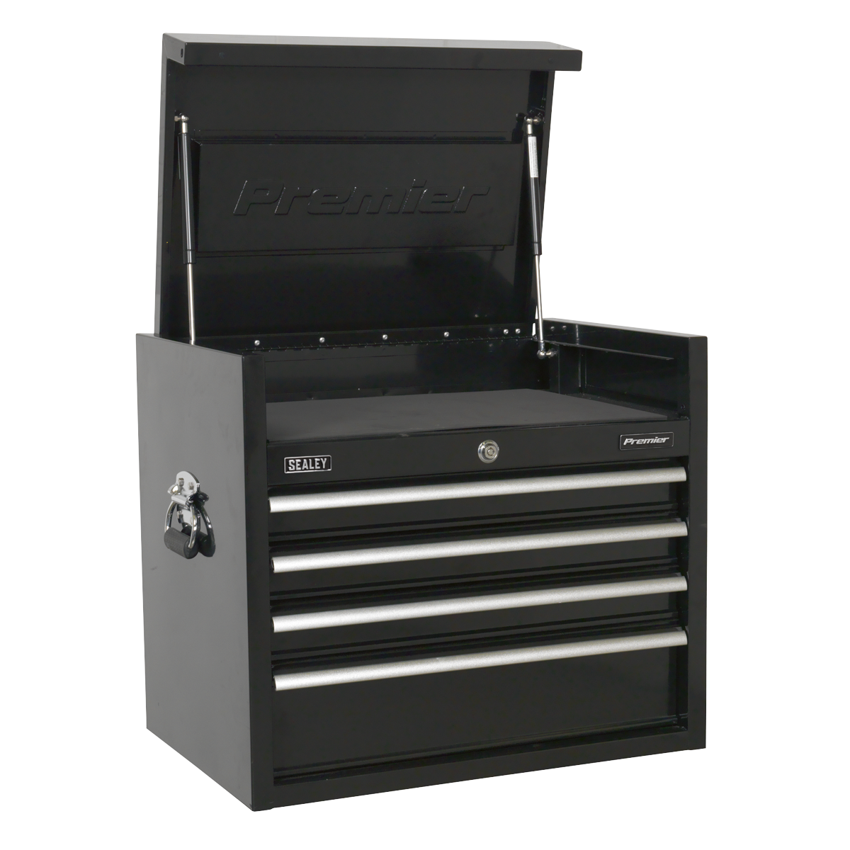 Topchest 4 Drawer 660mm Heavy-Duty Black PTB66004