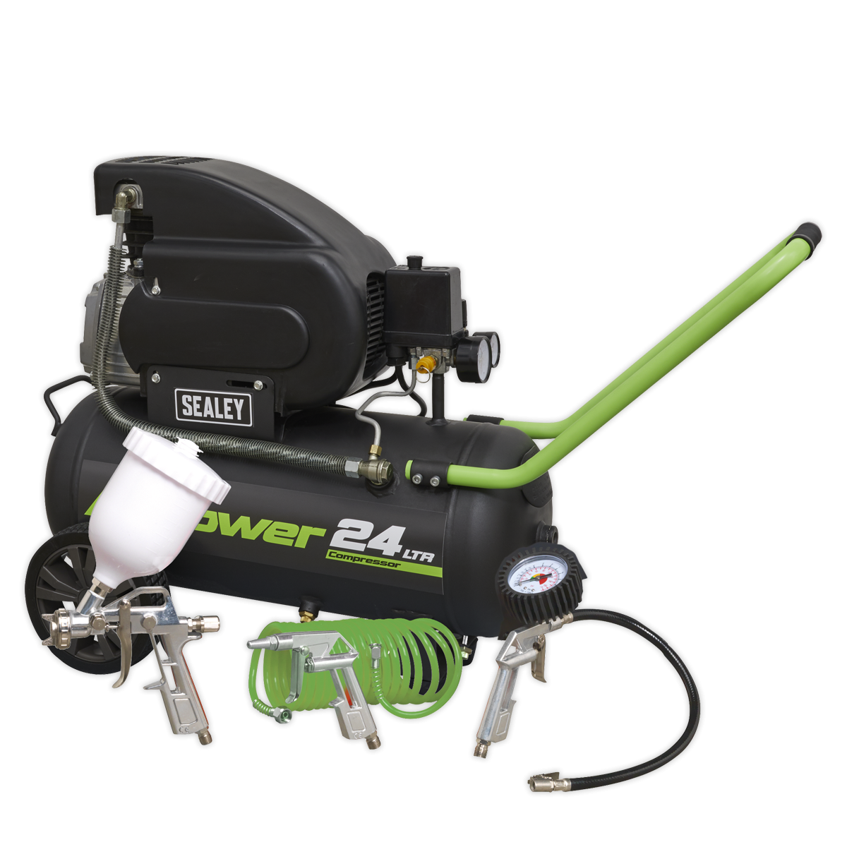 Air Compressor 24L Direct Drive 2hp with 4pc Air Accessory Kit SAC2420EPK