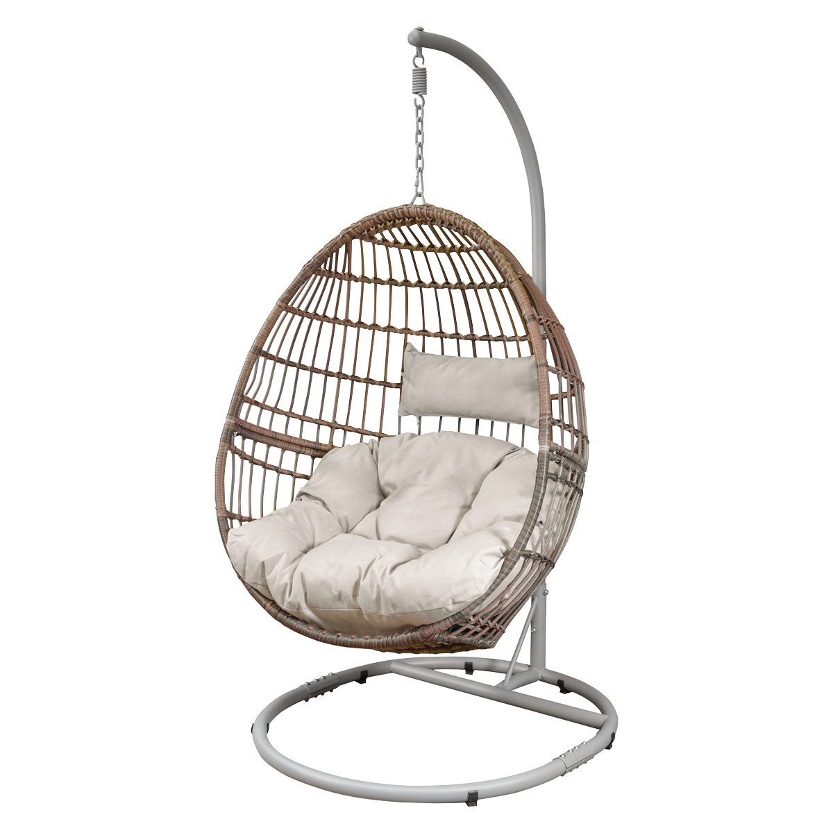 Dellonda Egg Hanging Swing Chair, Wicker Rattan Basket, Steel Frame, Single DG60