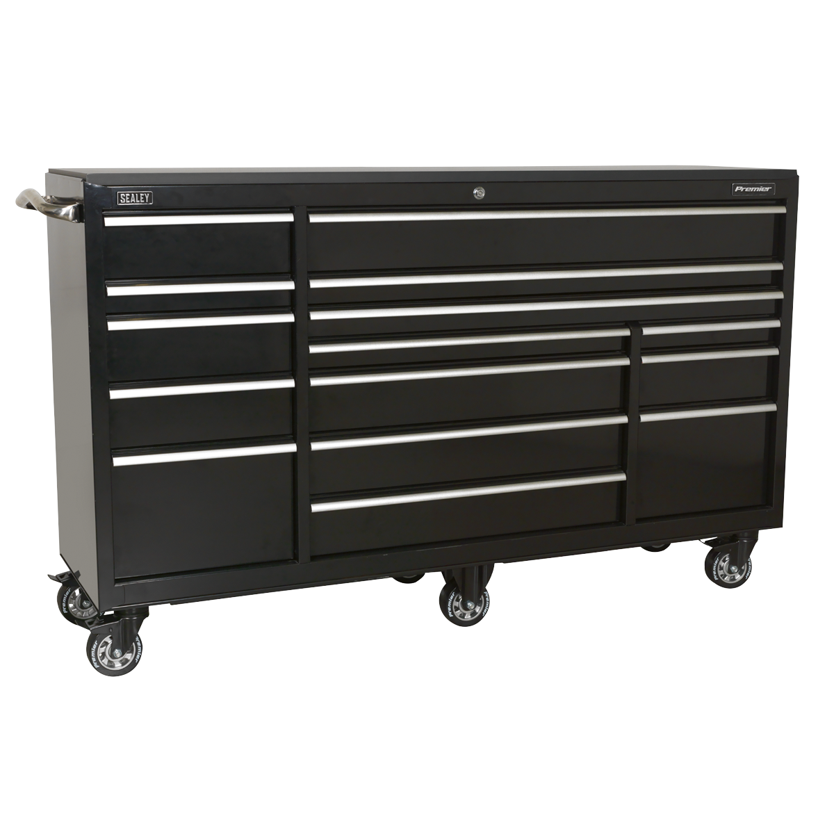 Rollcab 15 Drawer 1845mm Heavy-Duty Black PTB183015