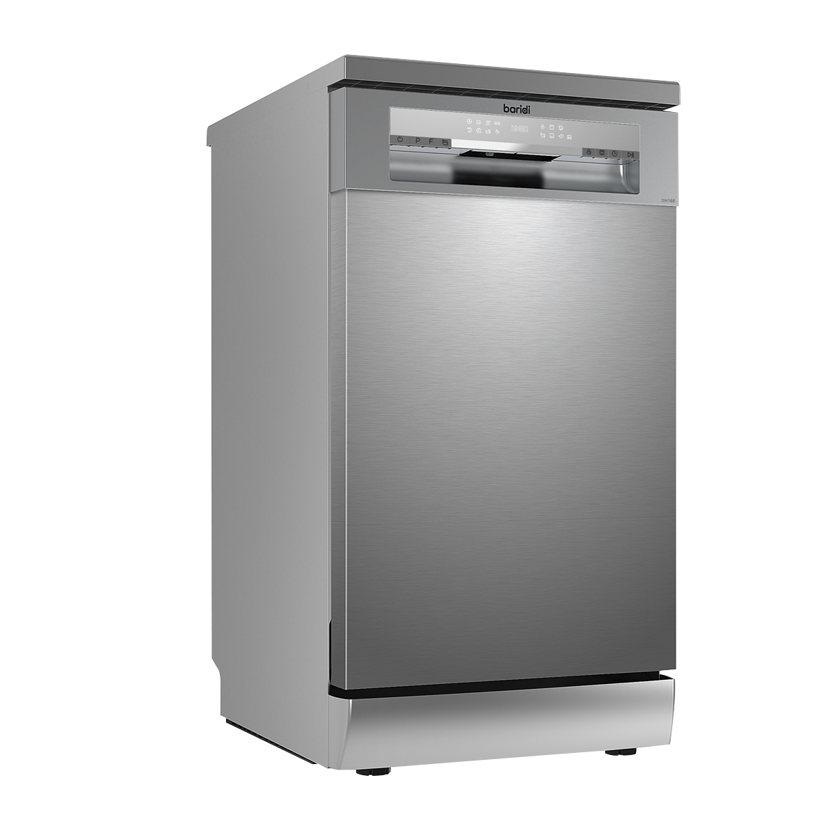 Baridi Slimline Freestanding Dishwasher, 45cm Wide with 10 Place Settings, 8 Programs & 5 Functions, LED Display, Silver DH166