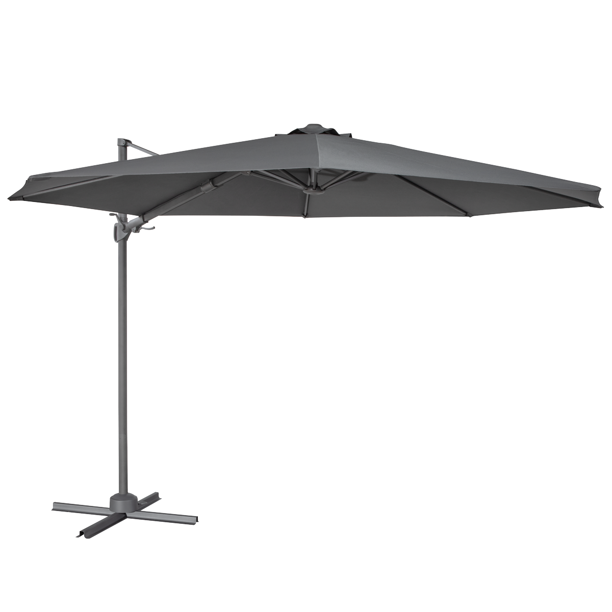 Dellonda Ø3m Garden/Patio Cantilever Parasol/Umbrella with Crank Handle, Tilt, 360° Rotation and Cover, Grey DG267
