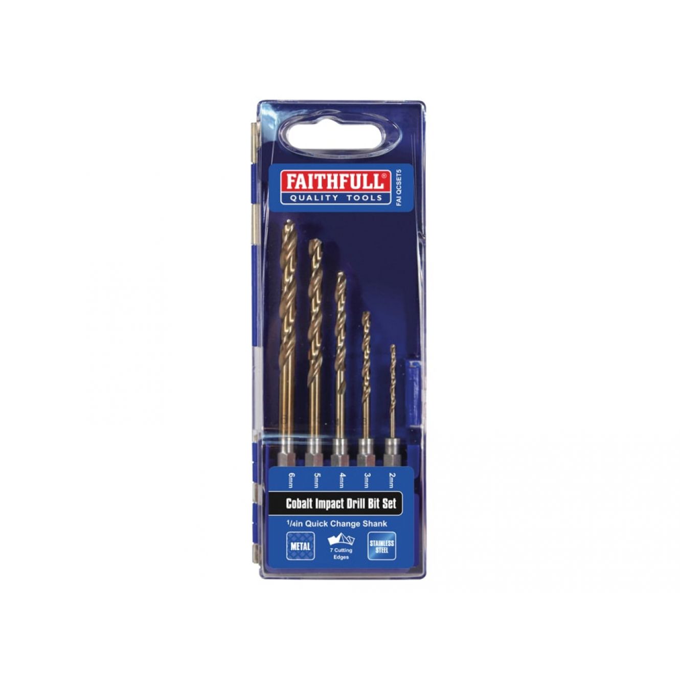 HSSE M35 Cobalt Quick-Change Impact Drill Bit Set, 5 Piece FAIQCSET5