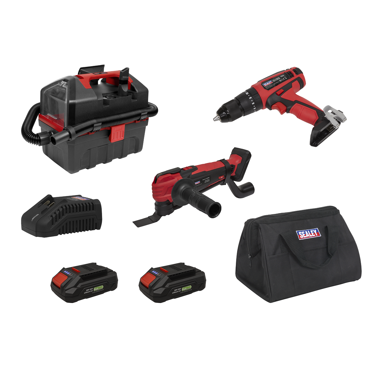 3 x SV20 Series Cordless Power Tool Vac Kit 20V Euro Plug - 2 Batteries CP20VCOMBO5EU