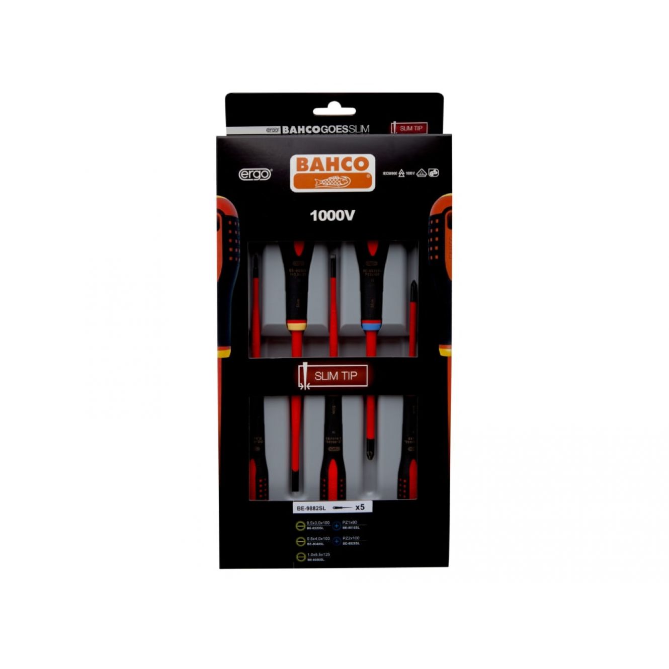 BE-9882SL ERGO™ Slim VDE Insulated Screwdriver Set, 5 Piece BAH9882SL