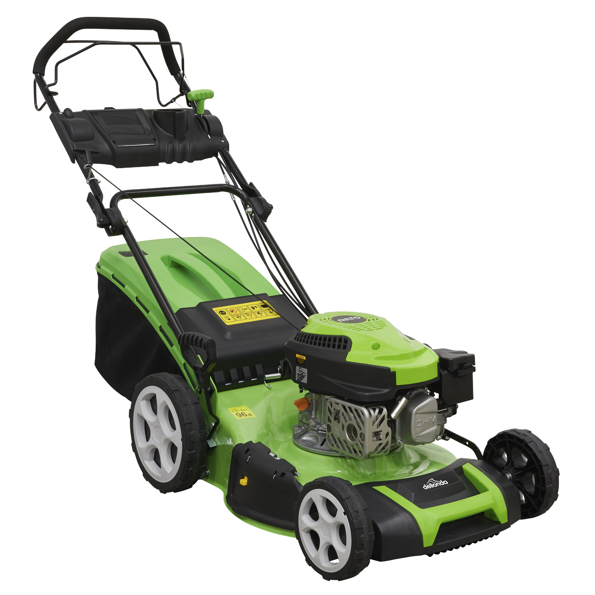 Dellonda Self-Propelled Petrol Lawnmower Grass Cutter with Height Adjustment & Grass Bag 149cc 18"/46cm 4-Stroke Engine DG101