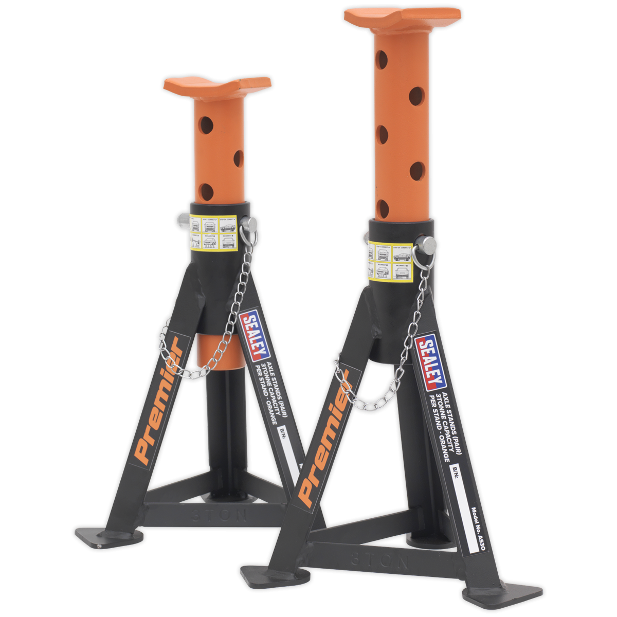 Axle Stands (Pair) 3 Tonne Capacity per Stand - Orange AS3O
