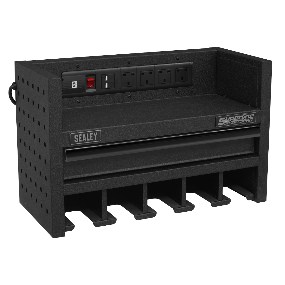 Power Tool Storage Rack 560mm with Drawer & Power Strip AP22SRBE