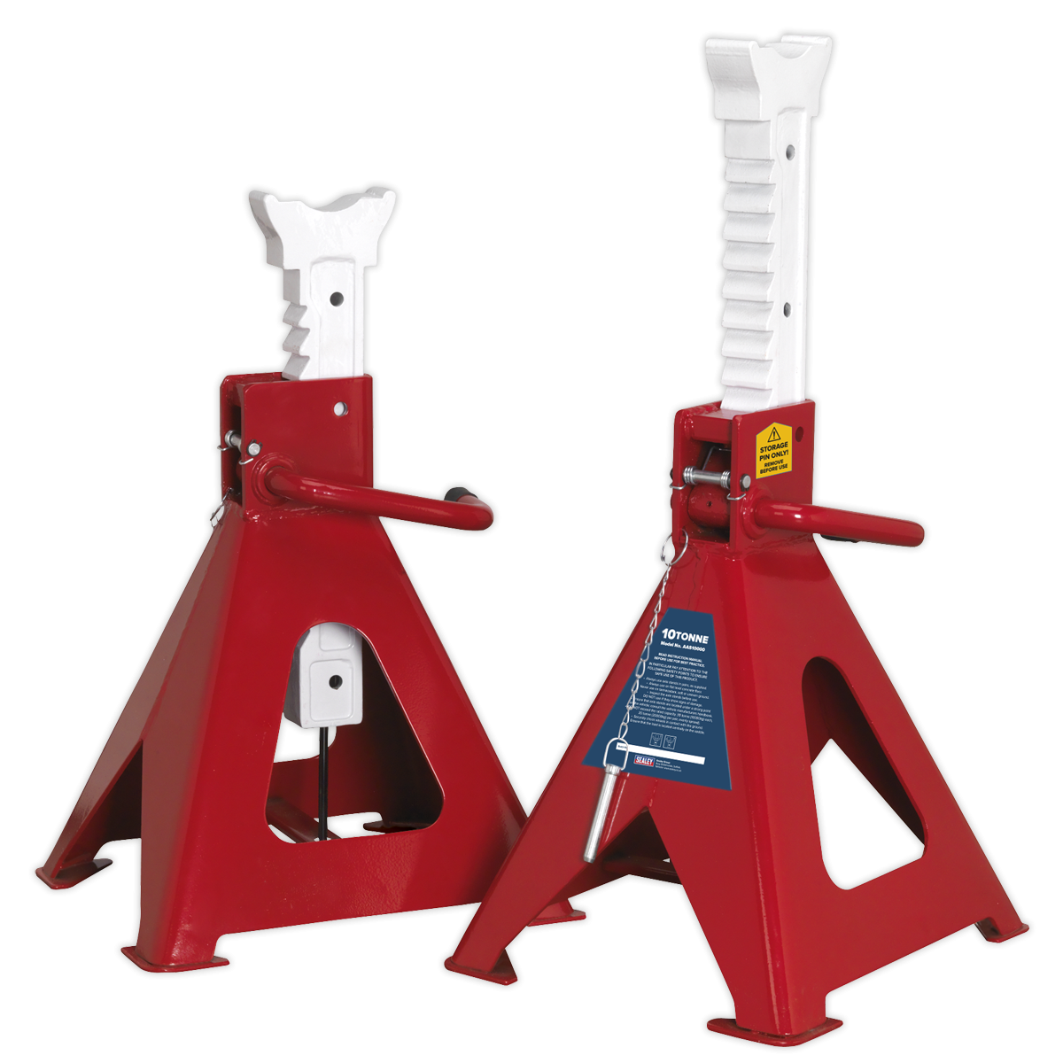 Axle Stands (Pair) 10 Tonne Capacity per Stand Auto Rise Ratchet AAS10000