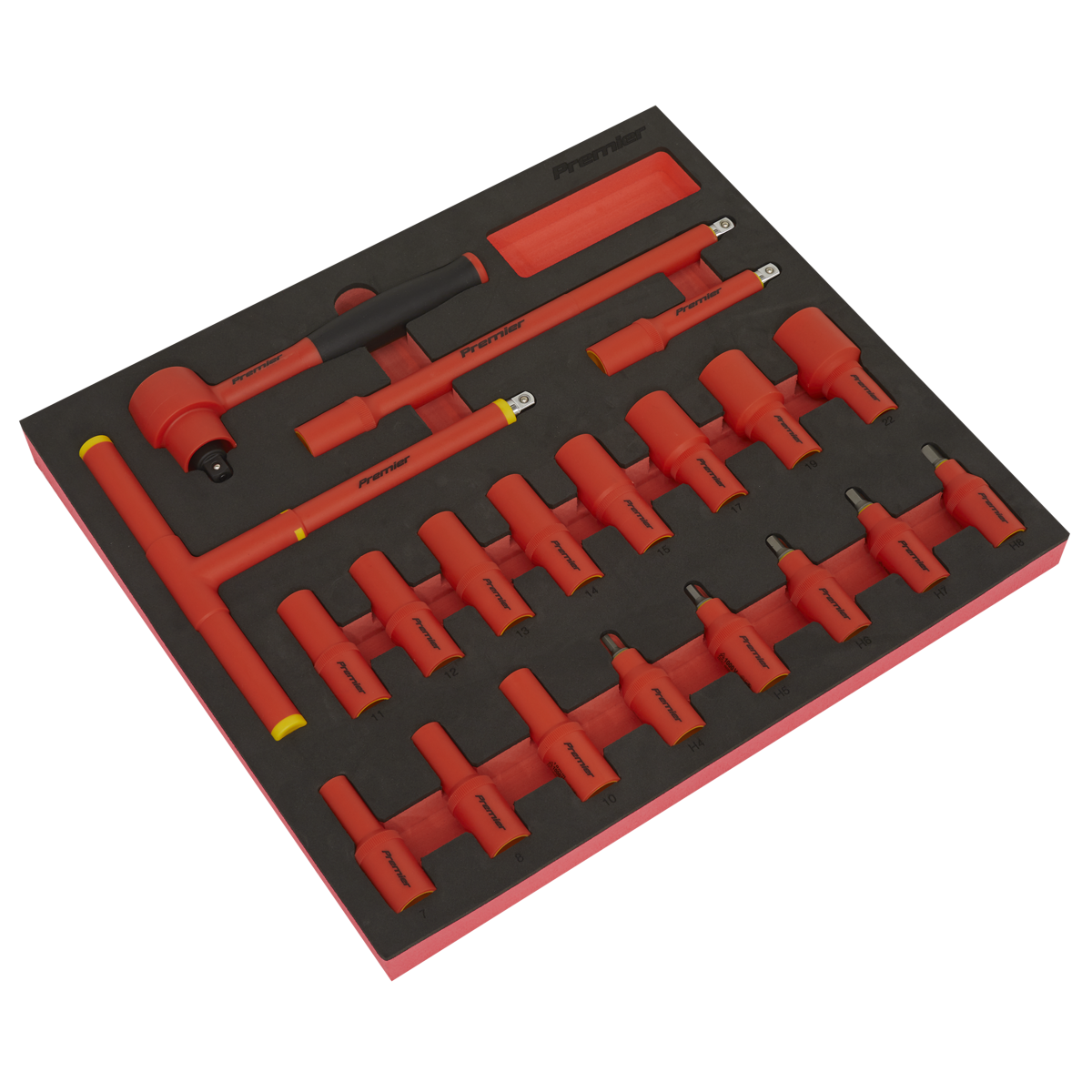 Insulated Socket Set with Tool Tray 20pc 3/8"Sq Drive 6pt WallDrive® VDE Approved TBTE02