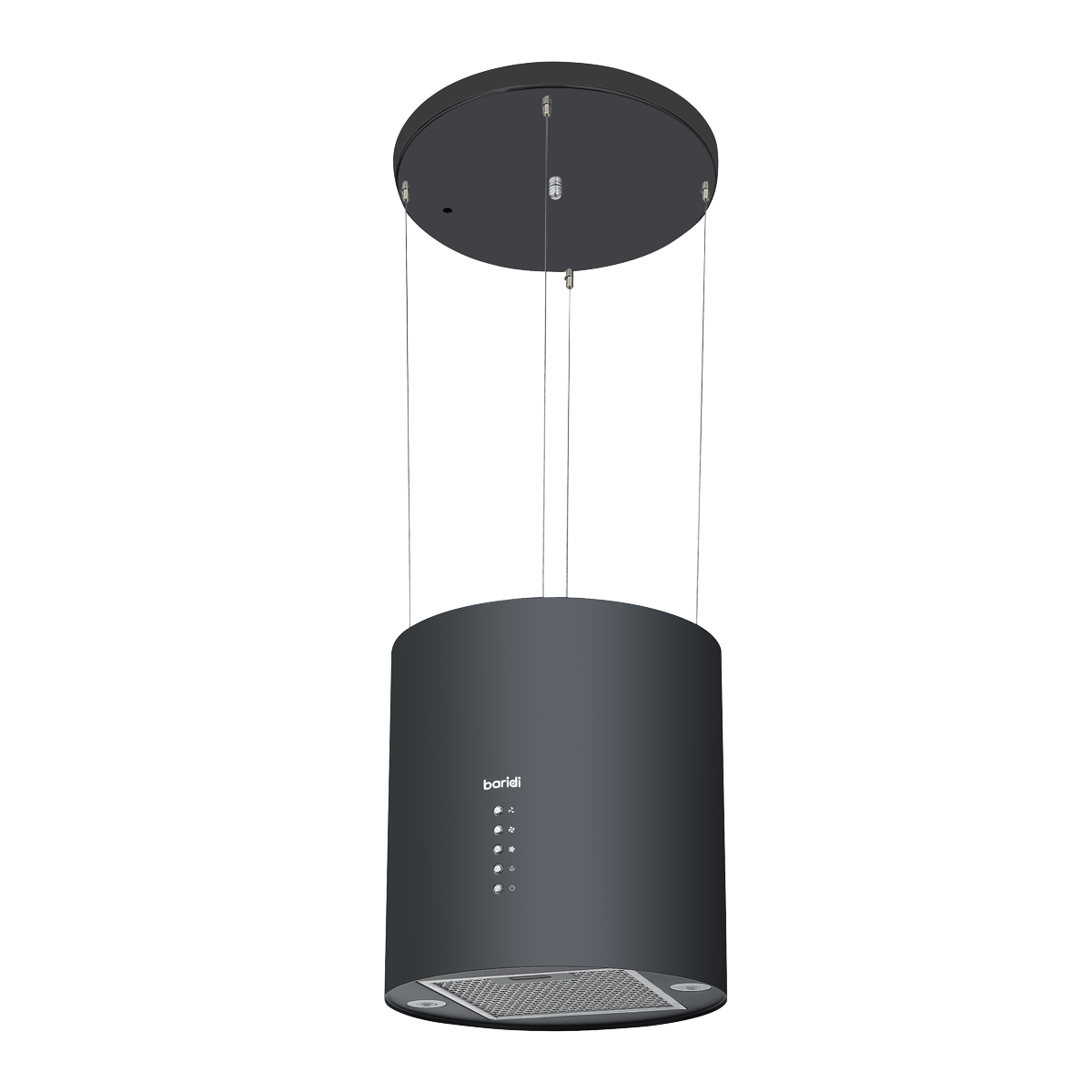 Baridi Island Cooker Hood, Pendant Style, Ø35cm, 3-Speed, Black DH219
