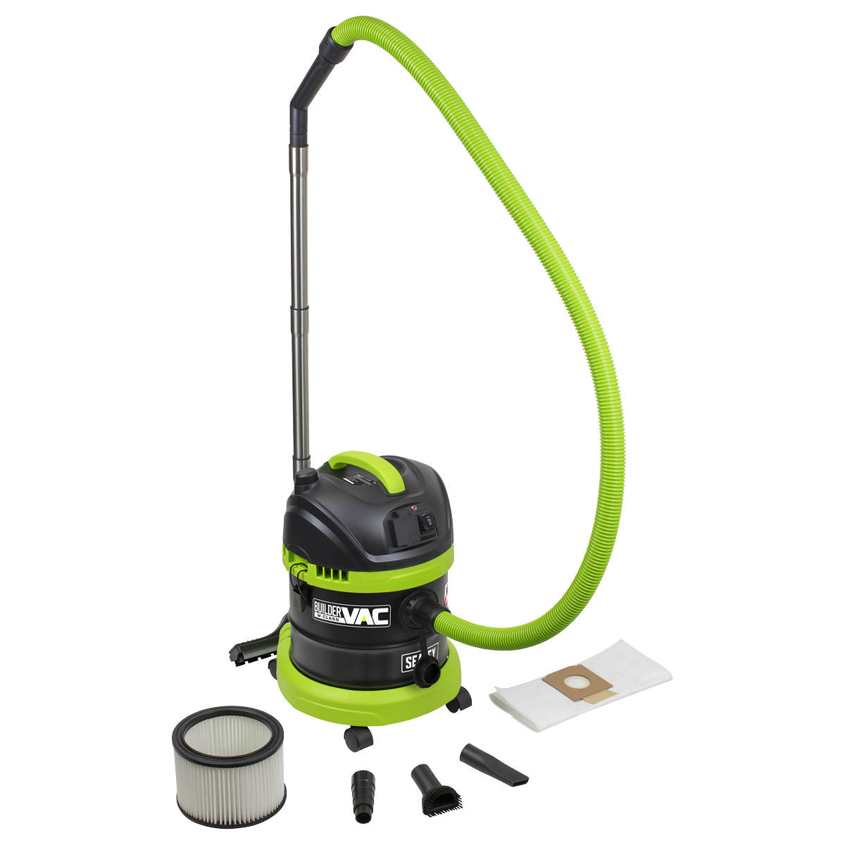 BuilderVac® Wet & Dry Vacuum Cleaner 15L Stainless Steel Drum M Class Filtration PC150BV