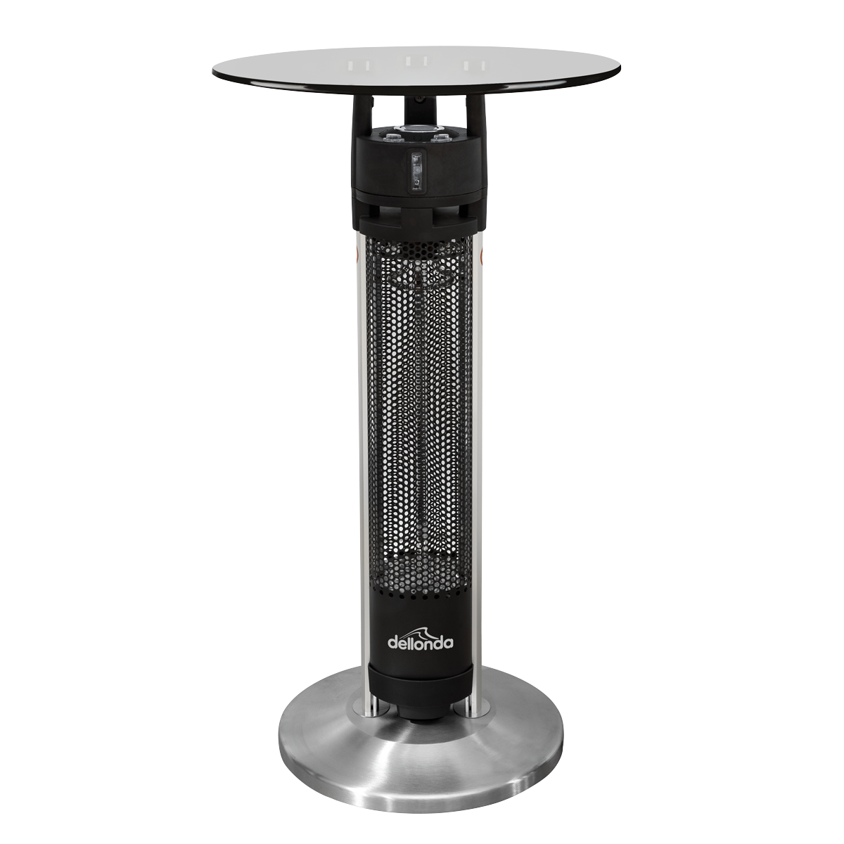 Dellonda Bistro Table with 1600W Heater, 95cm, Black/Stainless Steel DG63