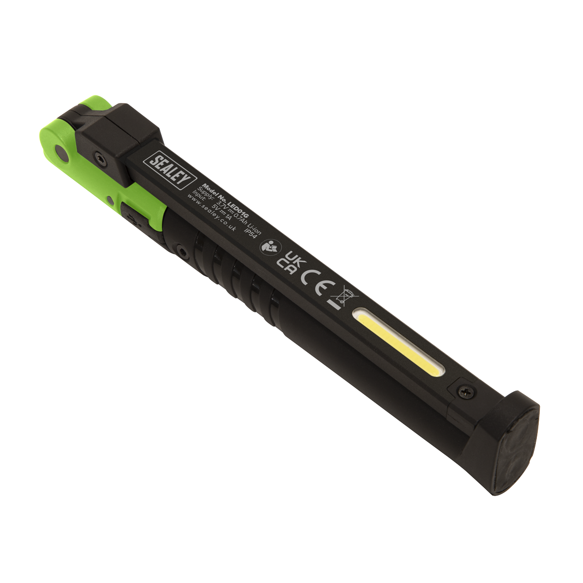 Rechargeable Slim Folding Pocket Light 2 COB & 1 SMD LED - Green LED01G