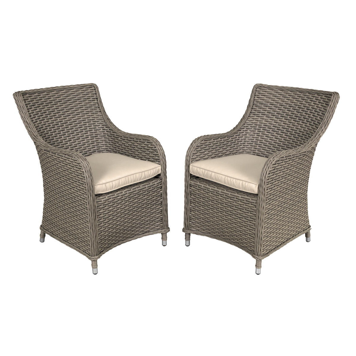 Dellonda Chester Rattan Wicker Garden Dining Chairs with Cushion, Brown DG64