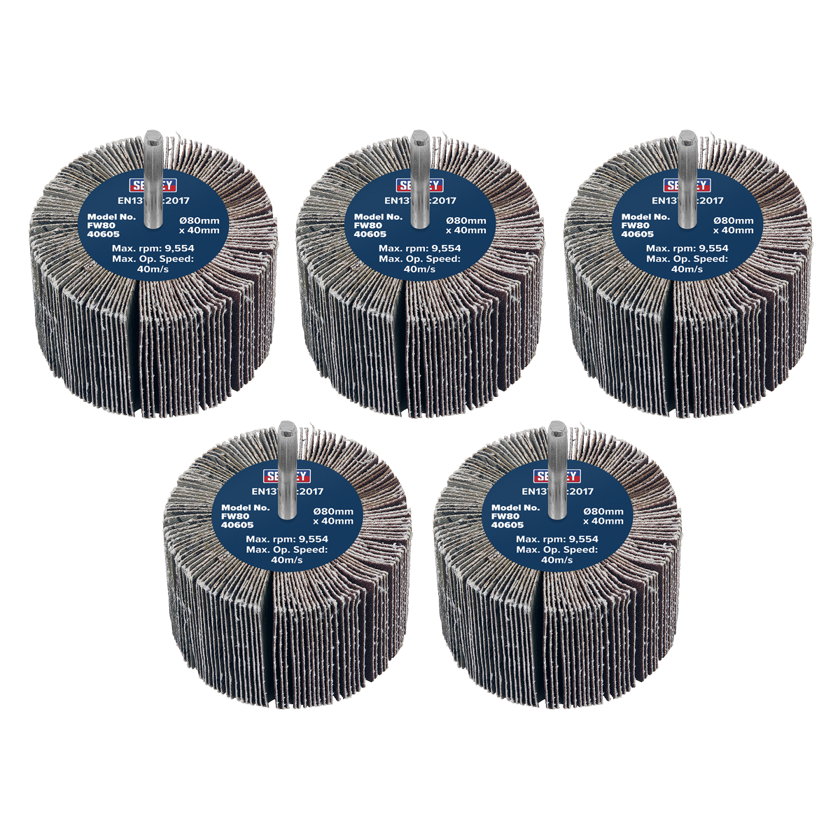 Abrasive Flap Wheel Ø80 x 40mm 60Grit Ø6mm Shaft - Pack of 5 FW8040605