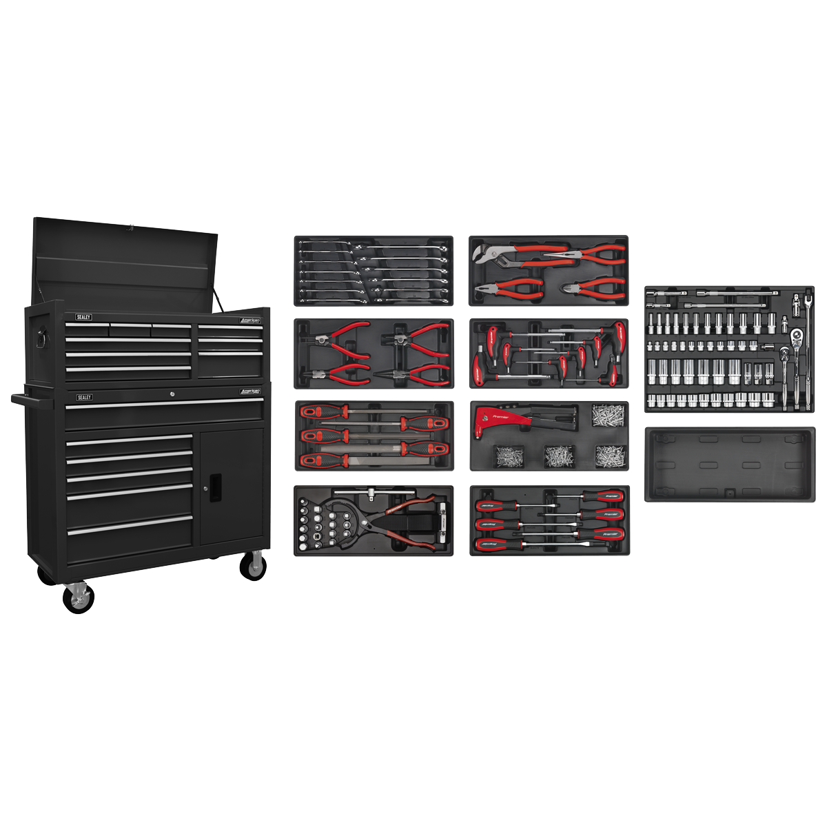 American PRO® Tool Chest Combination with 117pc Tool Kit - Black AP41STACKBCOMBO