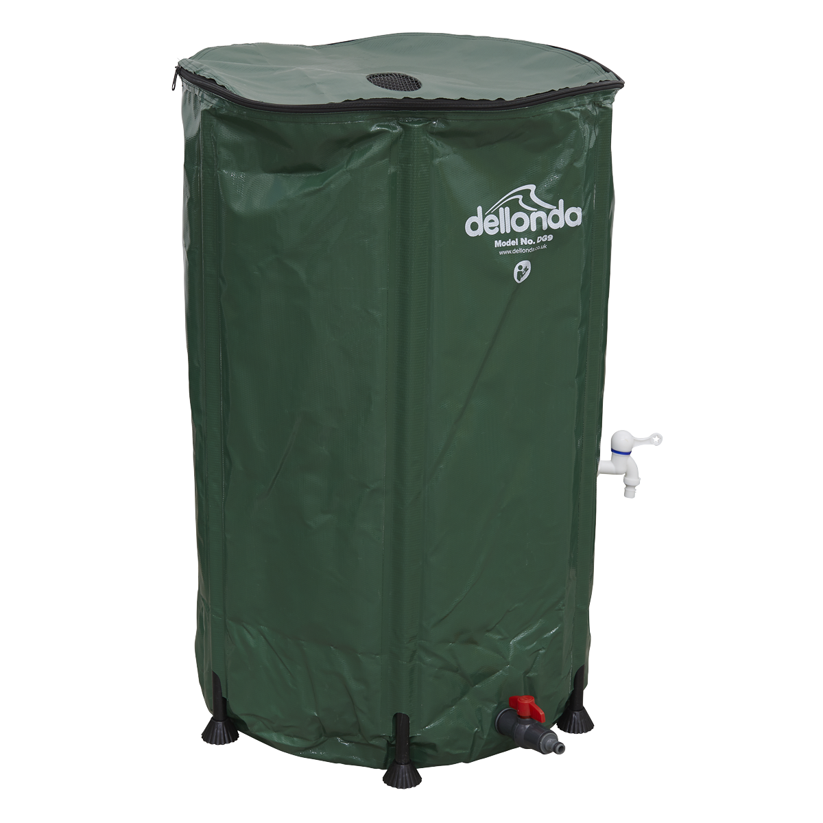 Dellonda Collapsible PVC Garden Water Butt with Zipped Lid & Drain Tap, 250L DG9