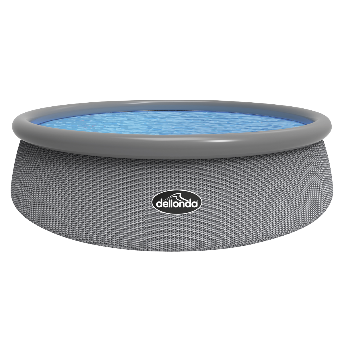 Dellonda 15ft Ø450cm Round Garden Kids Paddling Swimming Pool & Pump Grey Rattan DL18
