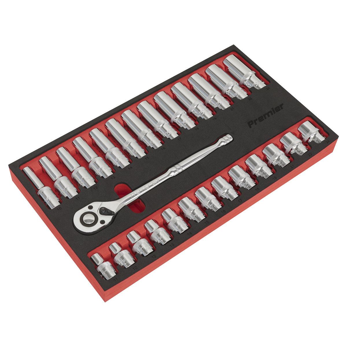 Ratchet Wrench & Socket Set 27pc 1/2"Sq Drive AK66723