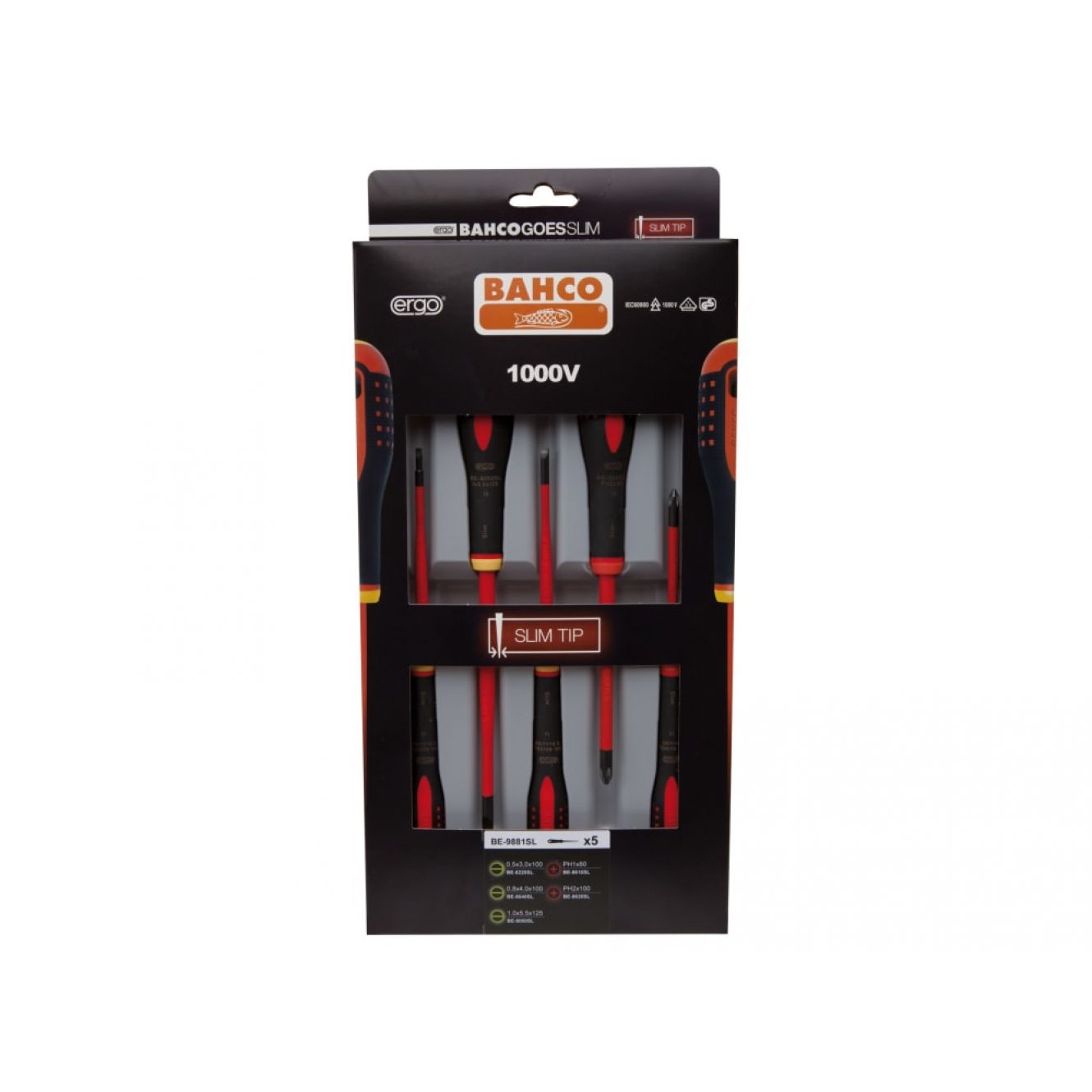 BE-9881SL ERGO™ Slim VDE Insulated Screwdriver Set, 5 Piece BAH9881SL