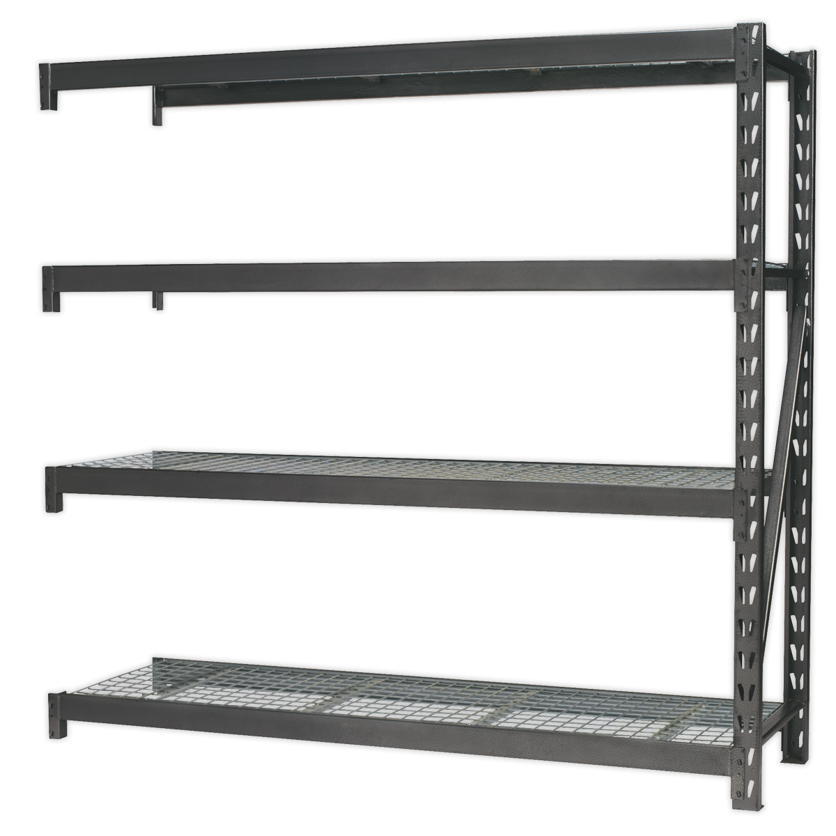 Heavy-Duty Racking Extension Pack with 4 Mesh Shelves 640kg Capacity Per Level AP6572E