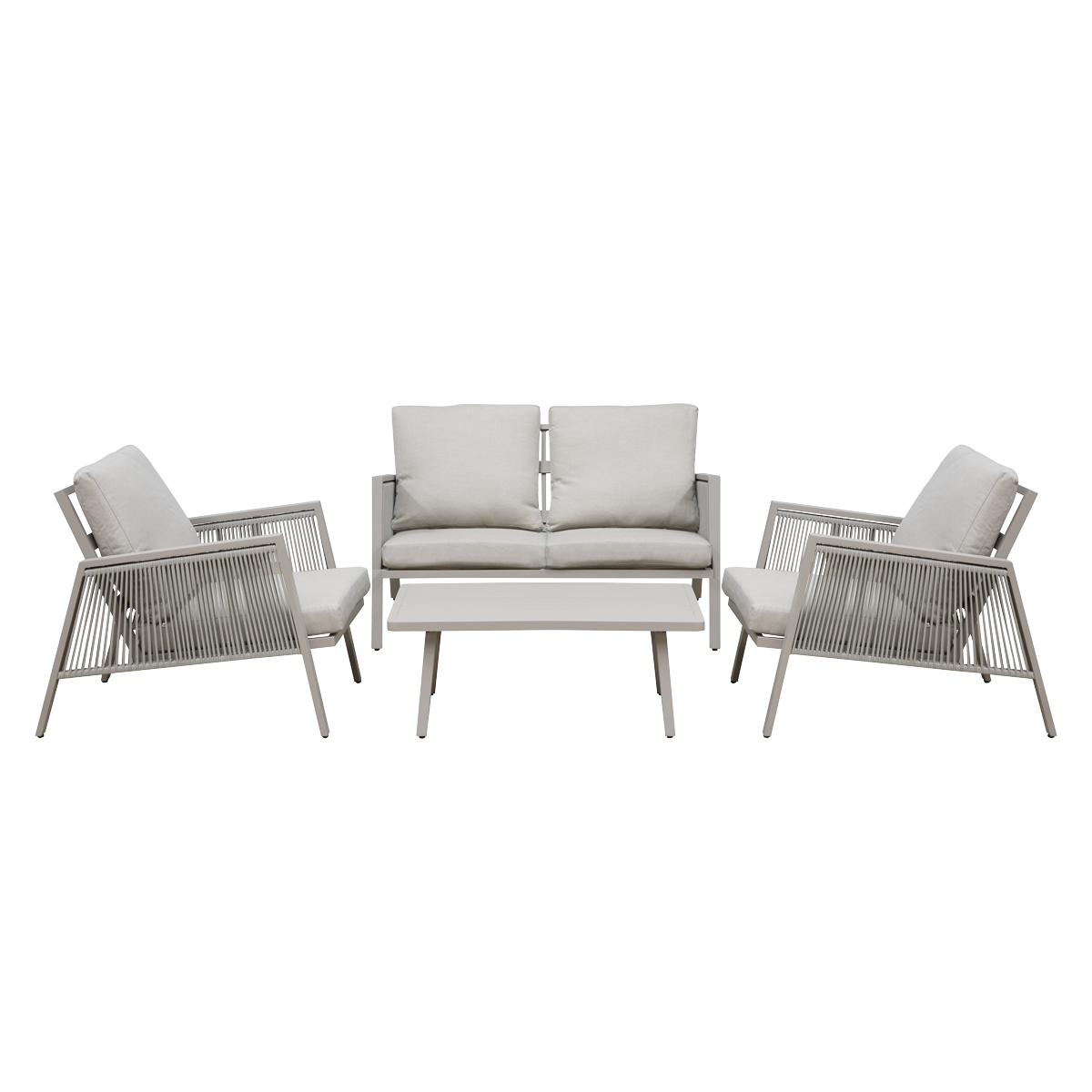 Dellonda Fusion Aluminium 4 Piece Outdoor Sofa, Arm Chairs & Coffee Table Set DG56
