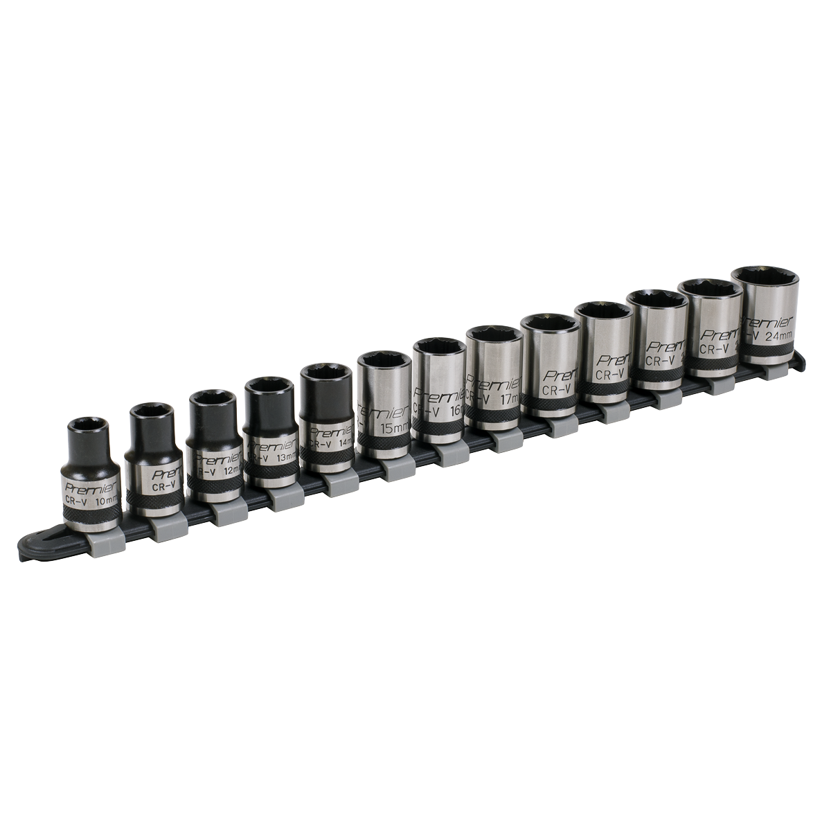 Socket Set 13pc 1/2"Sq Drive Lock-On™ 6pt Metric - Black Series AK2742B